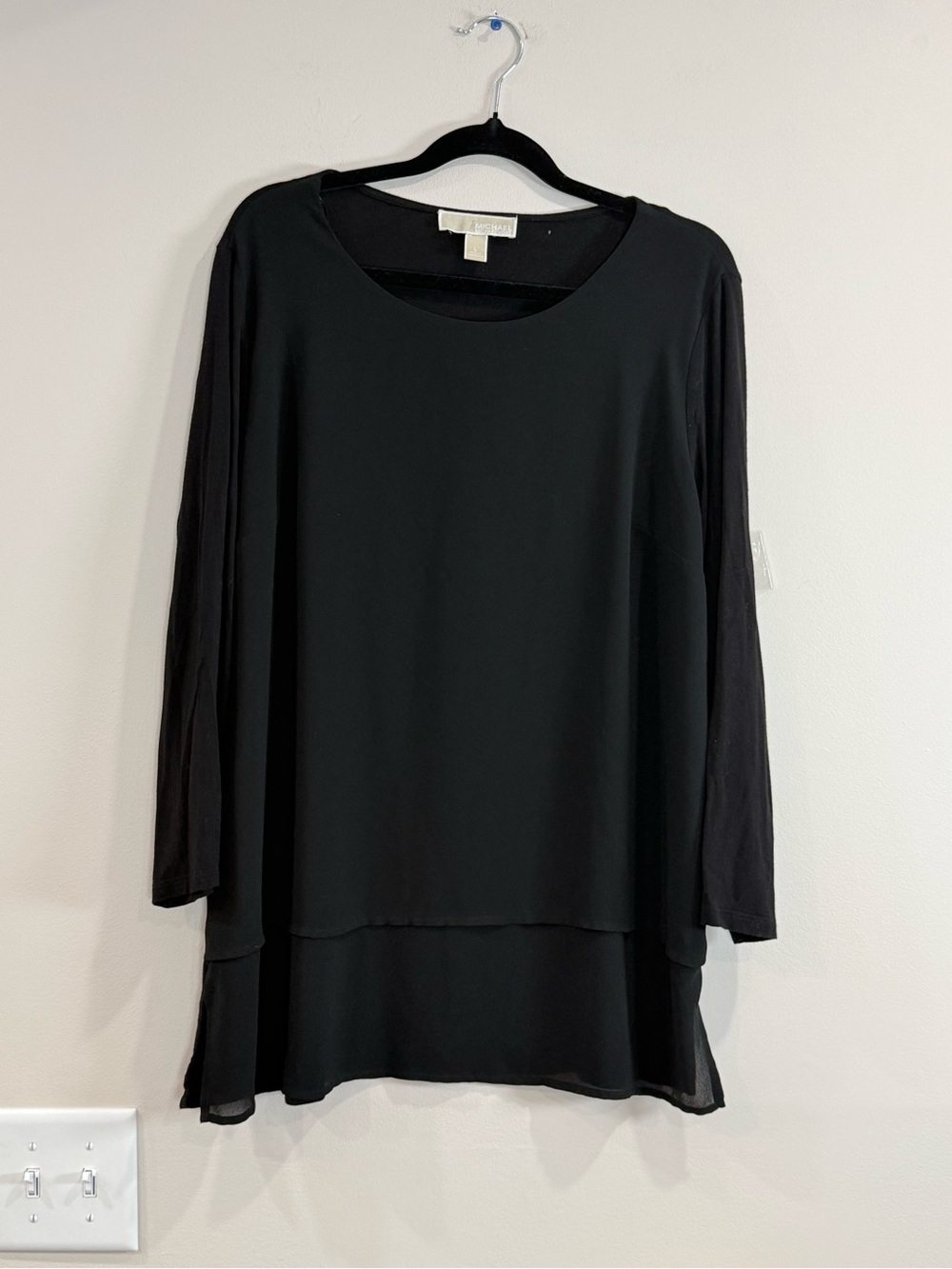 🔥Michael Kors Women’s Black Layered Long-Sleeve Top Size S UC🔥
